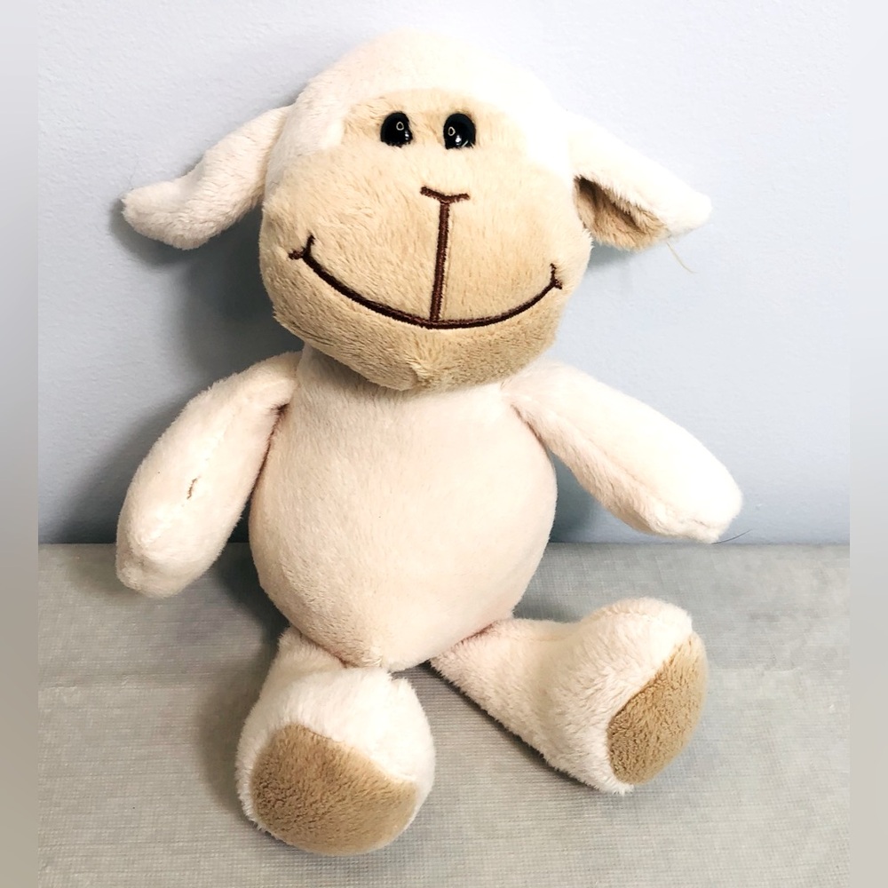 Kinder Ferrero Lamb White Tan Stuffed Animal Plush Toy 10 Inch